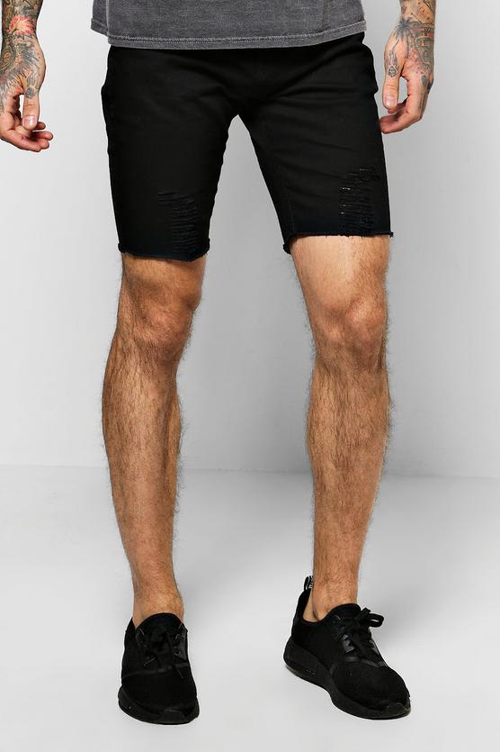 Skinny Stretch Biker Denim Shorts